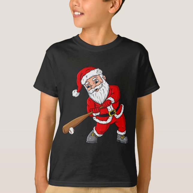 Camiseta Papai Noel de Natal com Bat Baseball (Frente)
