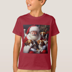 Camiseta Papai Noel de Natal com Cães 2