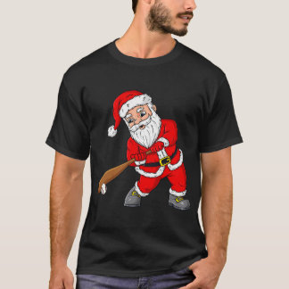 Camiseta Papai Noel de Natal Com Meninos De Beisebol
