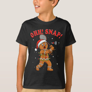 Camiseta Papai Noel de Natal de Biscuit Jogando Badminton