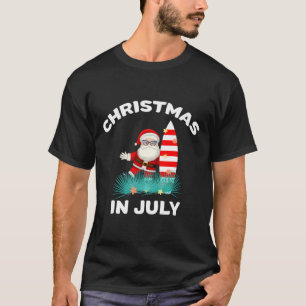 Camiseta Papai Noel de Natal em Julho Surfando no Havaí Can