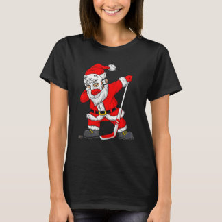 Camiseta Papai Noel de Natal Jogador de Hóquei Dabbing Meni