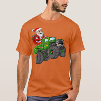 Camiseta Papai Noel De Natal Viajando Em Monster Truck Boys