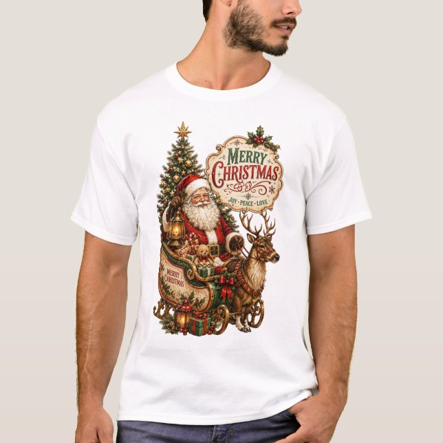 Camiseta Papai Noel de Natal Vintage (Frente)