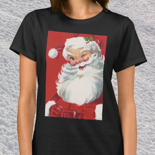 Camiseta Papai Noel de Natal Vintage, Alegre e Piscando (Criador carregado)