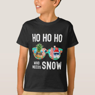 Camiseta Papai Noel de Palmeira Surfando Férias de Verão Na