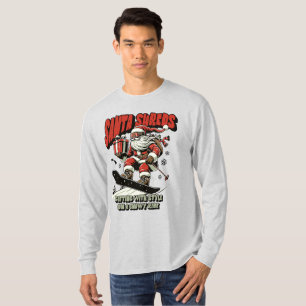 Camiseta Papai Noel de Snowboard Natal