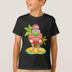 Camiseta Papai Noel de Verão Havaiano Coco Natal Exótico
