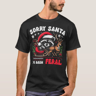 Camiseta Papai Noel Desculpe Eu Fui Guaxinim Feral Luzes de