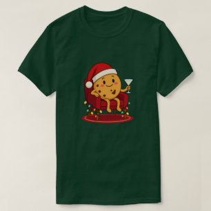 Camiseta Papai Noel Diz que É Hora de Leite e Biscoitos