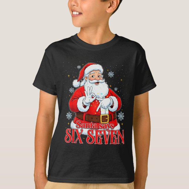 Camiseta Papai Noel Diz Seis Sete 6 7 Geração Z Alpha Meme  (Frente)
