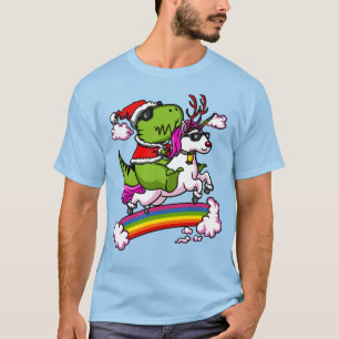 Camiseta Papai noel do dinossauro de T-Rex do Natal que