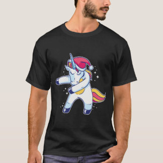 Camiseta Papai noel do unicórnio que Flossing na neve