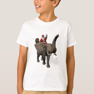 Camiseta Papai Noel doce monta um elefante