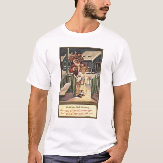 Camiseta Papai noel e anjo com lanterna (Frente)