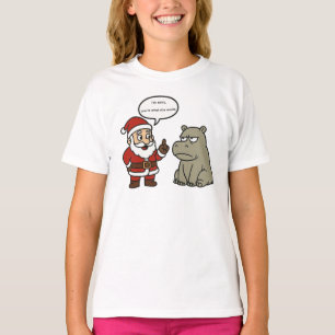 Camiseta Papai Noel e hipopótamo engraçados de Natal