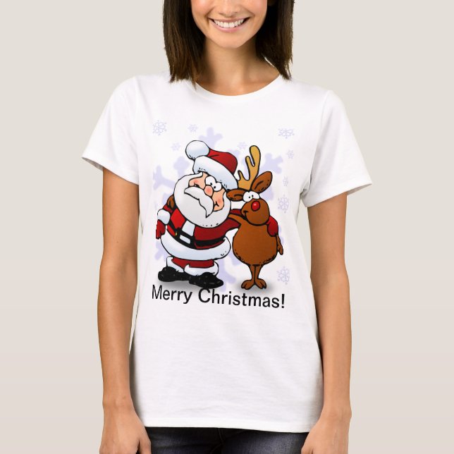 Camiseta Papai noel e Natal da rena (Frente)