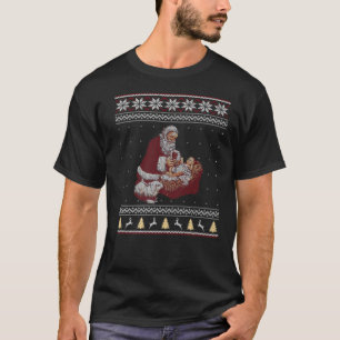 Camiseta Papai Noel E O Bebê Jesus No Natal De Manger