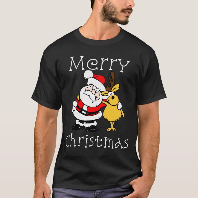Camiseta Papai noel e presente do Natal dos melhores amigos (Frente)