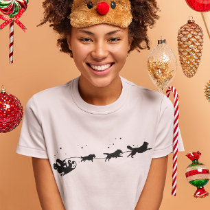 Camiseta Papai Noel E Sombra De Golden Retriever Natal