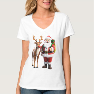 Camiseta Papai Noel e suas renas