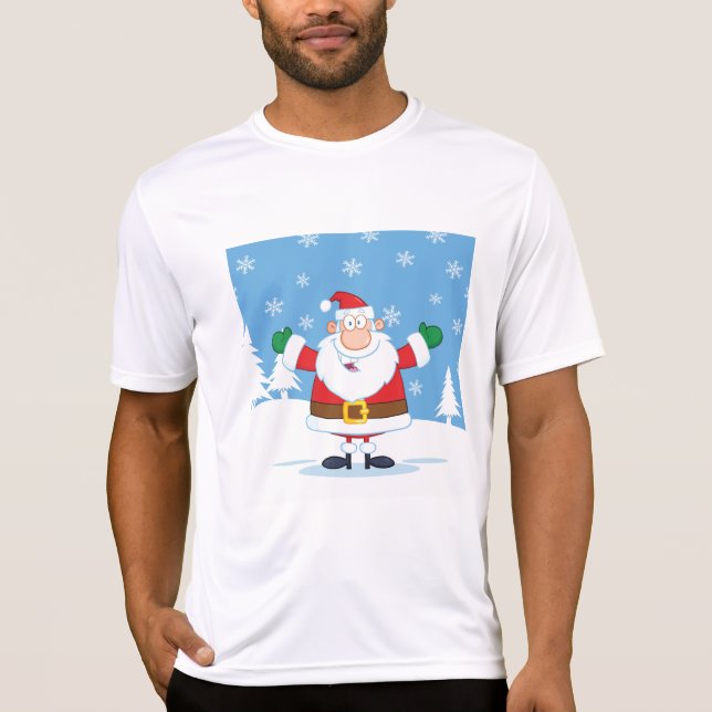 Camiseta Papai Noel em Cena de Inverno Nevado (Frente)