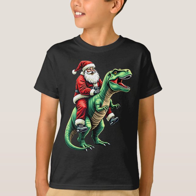 Camiseta Papai Noel em dinossauro (Frente)