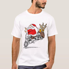 Camiseta Papai Noel em Motocicleta Rudolph Reindeer