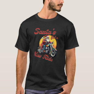 Camiseta Papai Noel em sua nova viagem é uma motocicleta