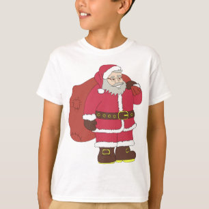 Camiseta Papai Noel em vermelho com saco de presentes e ócu