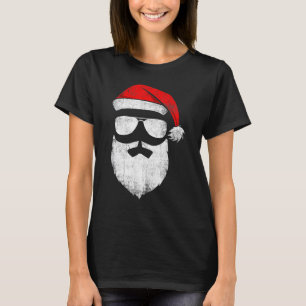 Camiseta Papai Noel Encara Óculos De Sol Com Barba De Chapé