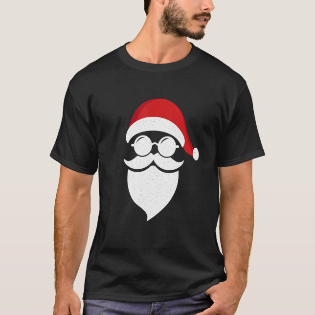 Camiseta Papai Noel Encara Óculos De Sol Com Barba De Chapé (Frente)