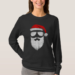 Camiseta Papai Noel Encara Óculos De Sol Com Barba De Chapé
