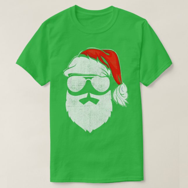 Camiseta Papai Noel encara óculos escuros com barba de chap (Frente do Design)