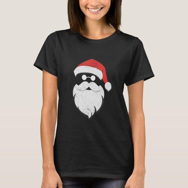 Camiseta Papai Noel encara óculos escuros com barba de chap (Frente)