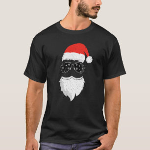 Camiseta Papai Noel encara óculos escuros com barba natalin