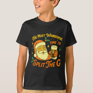 Camiseta Papai Noel Engraçado Cerveja Natal Dividir O G, Hi