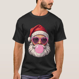 Camiseta Papai Noel engraçado com óculos de sol e chiclete