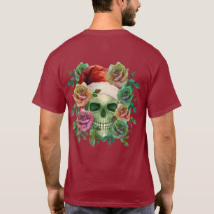 Camiseta Papai Noel ENGRAÇADO crânio verde e floral de Nata