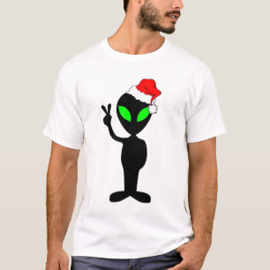 Camiseta Papai noel engraçado da alienígena da paz