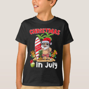 Camiseta Papai Noel engraçado de Natal em julho surfando Ti