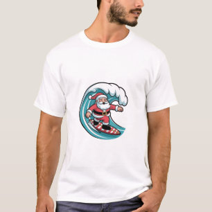 Camiseta Papai Noel engraçado de Natal Prancha de Surfe Sur