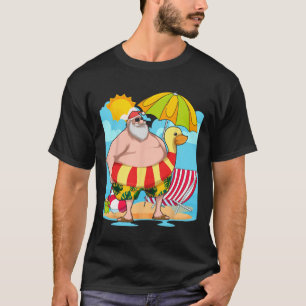 Camiseta Papai Noel engraçado de verão havaiano tropical Na