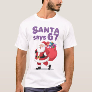Camiseta Papai Noel Engraçado Diz Seis Sete Férias de Natal