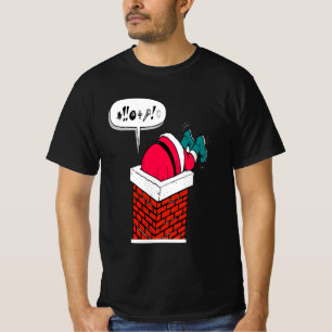 Camiseta Papai Noel Engraçado e Caprichoso Ficou Preso na C