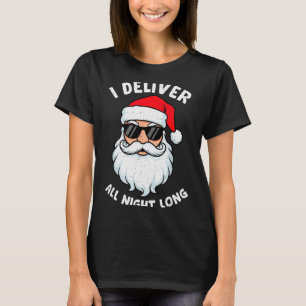 Camiseta Papai Noel engraçado eu entrego a noite toda Natal