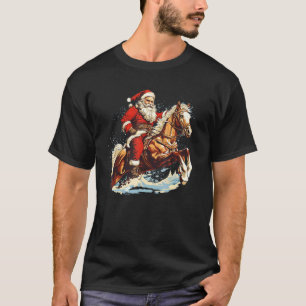Camiseta Papai Noel engraçado montado a cavalo para a véspe