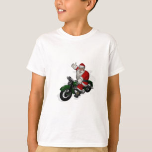 Camiseta Papai Noel engraçado no velomotor verde do vintag