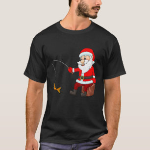 Camiseta Papai Noel Engraçado Pescando Peixes de Natal Piad