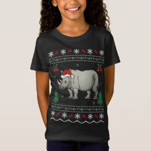 Camiseta Papai Noel Engraçado Presente de Natal Rinoceronte